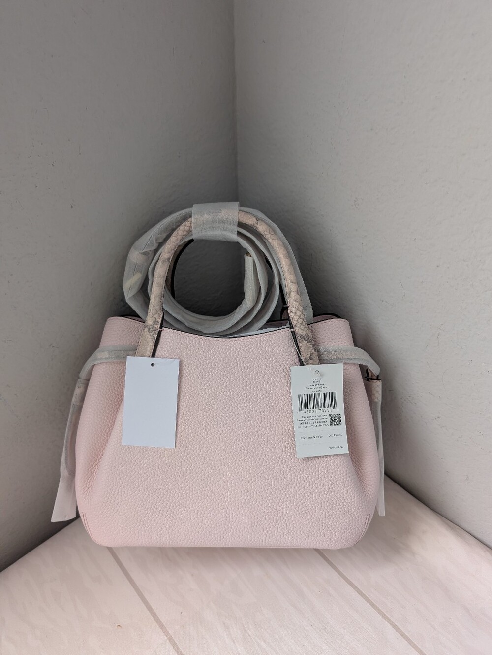 NWT Kate Spade KK095 Dumpling Snake Embossed Small Satchel in Shimmer Pink Multi - Picture 3 of 5